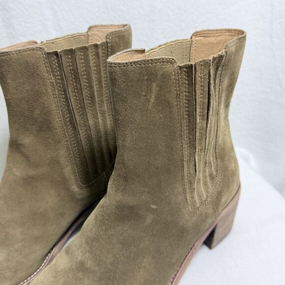 Madewell Autumn Chelsea High Ankle Boots Brown Suede Block Heel Women’s 10 - Picture 8 of 15